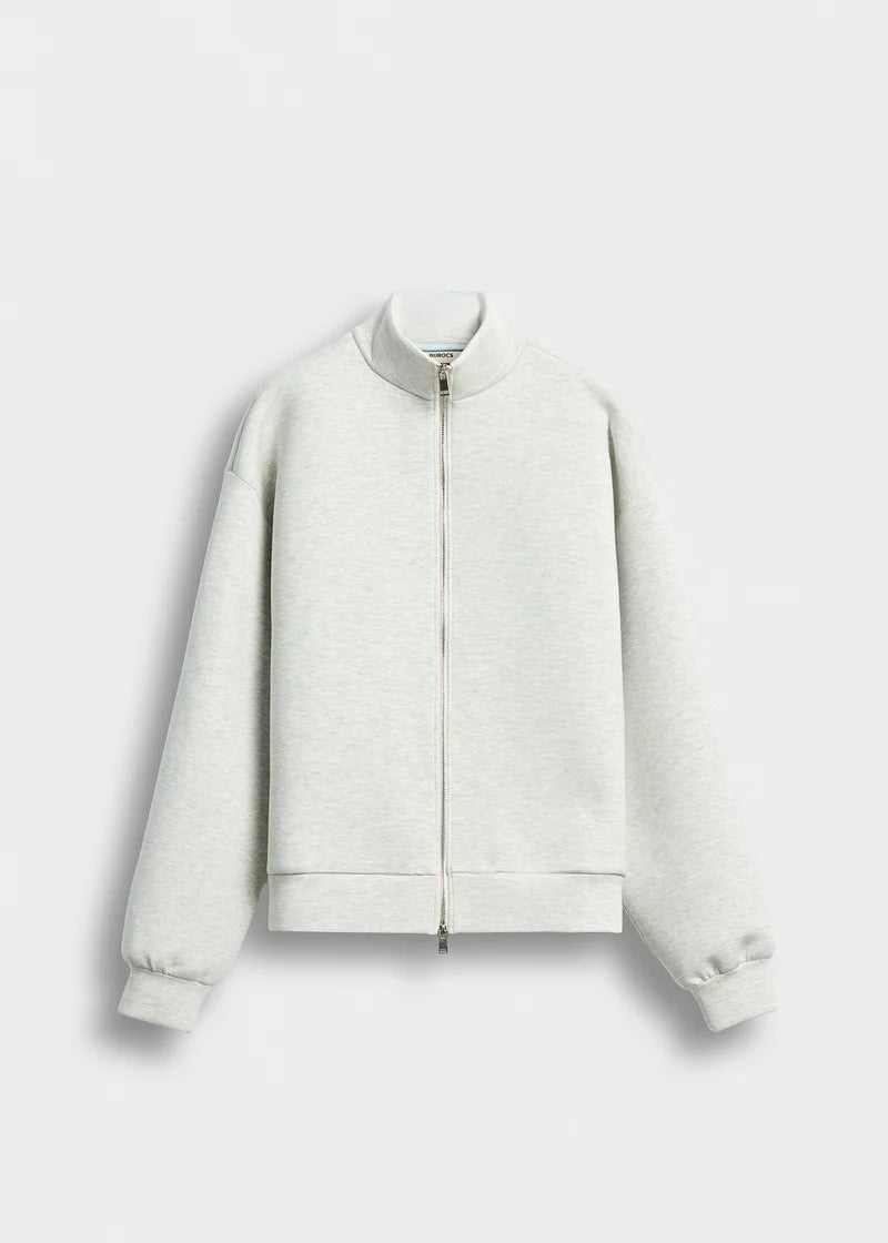 Seduxi Oversized Scuba Mock Neck Zip-Up Sweater