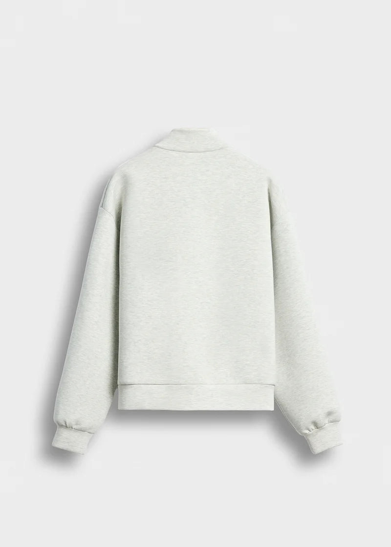 Seduxi Oversized Scuba Mock Neck Zip-Up Sweater
