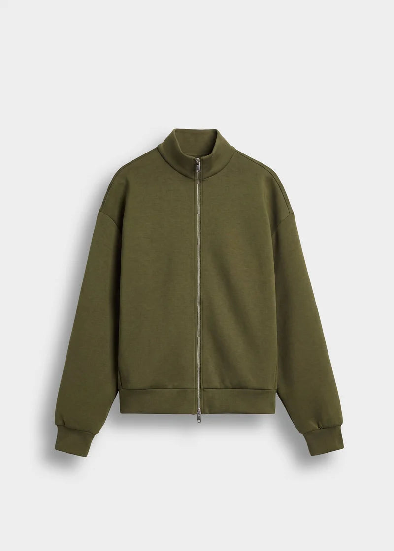 Seduxi Oversized Scuba Mock Neck Zip-Up Sweater
