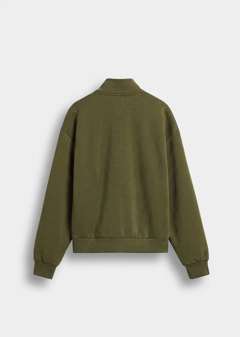 Seduxi Oversized Scuba Mock Neck Zip-Up Sweater