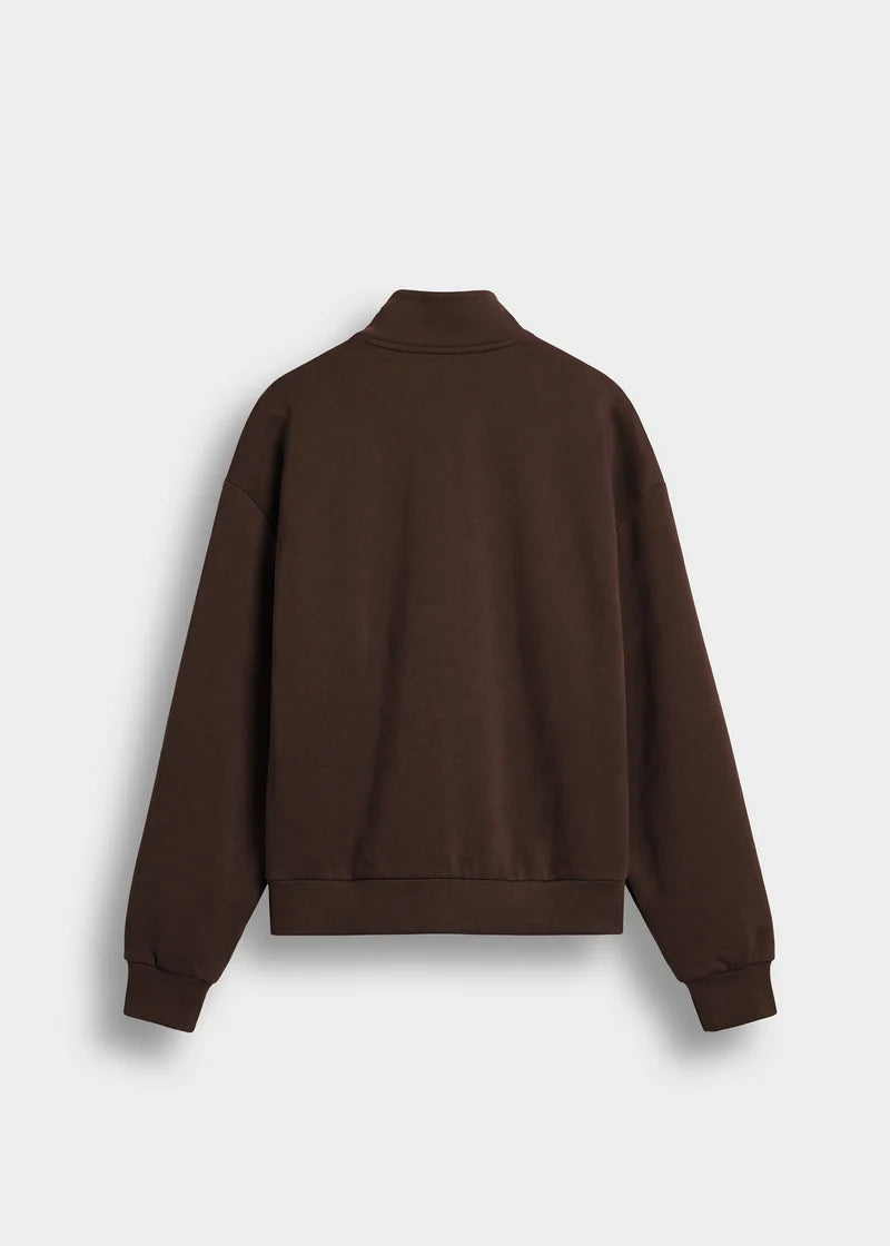 Seduxi Oversized Scuba Mock Neck Zip-Up Sweater