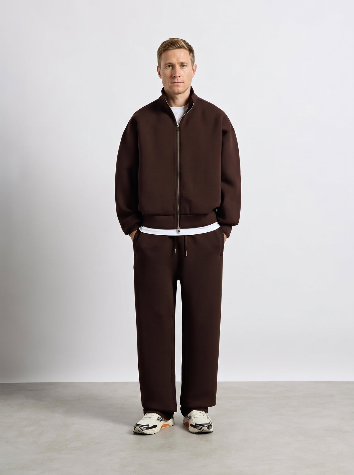 Seduxi Oversized Scuba Mock Neck Zip-Up Sweater