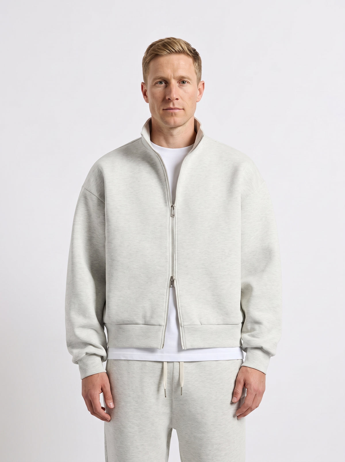 Seduxi Oversized Scuba Mock Neck Zip-Up Sweater