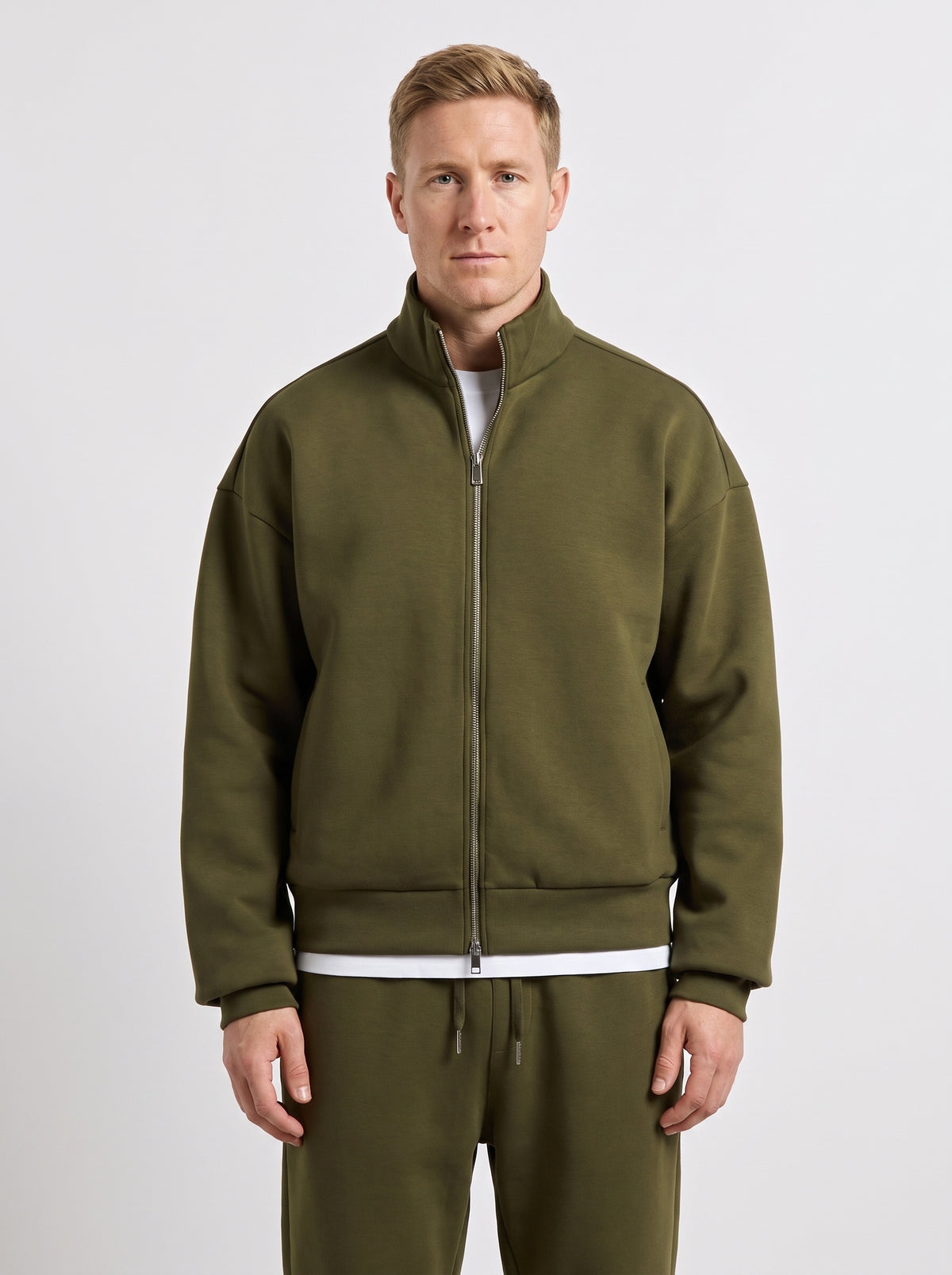 Seduxi Oversized Scuba Mock Neck Zip-Up Sweater