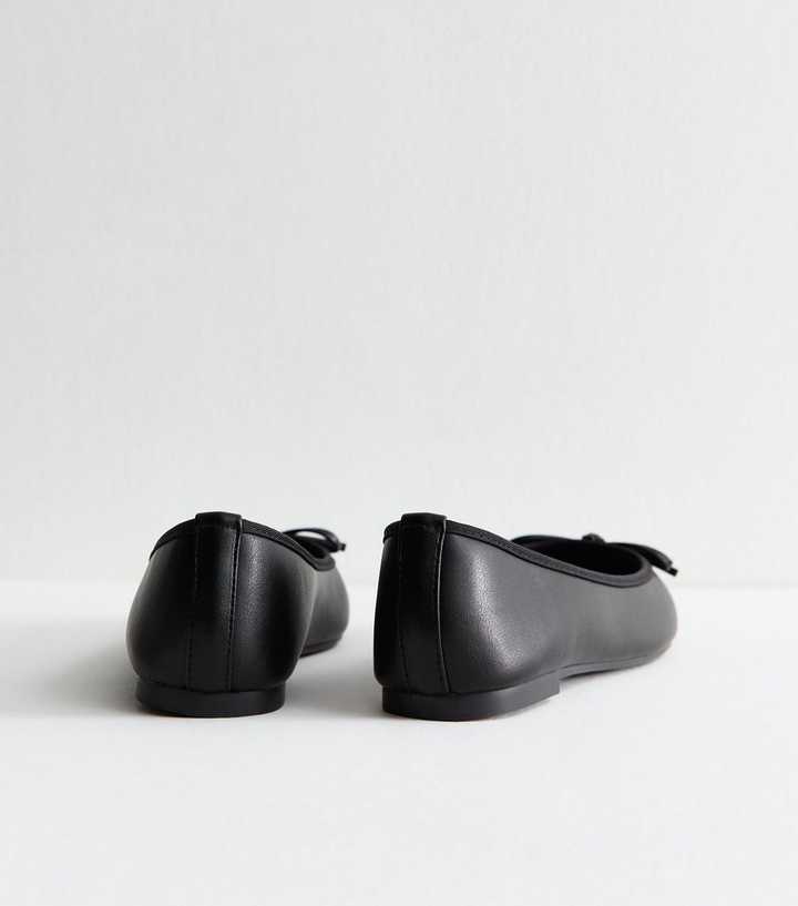 Black Faux Leather Classic Ballet Flats