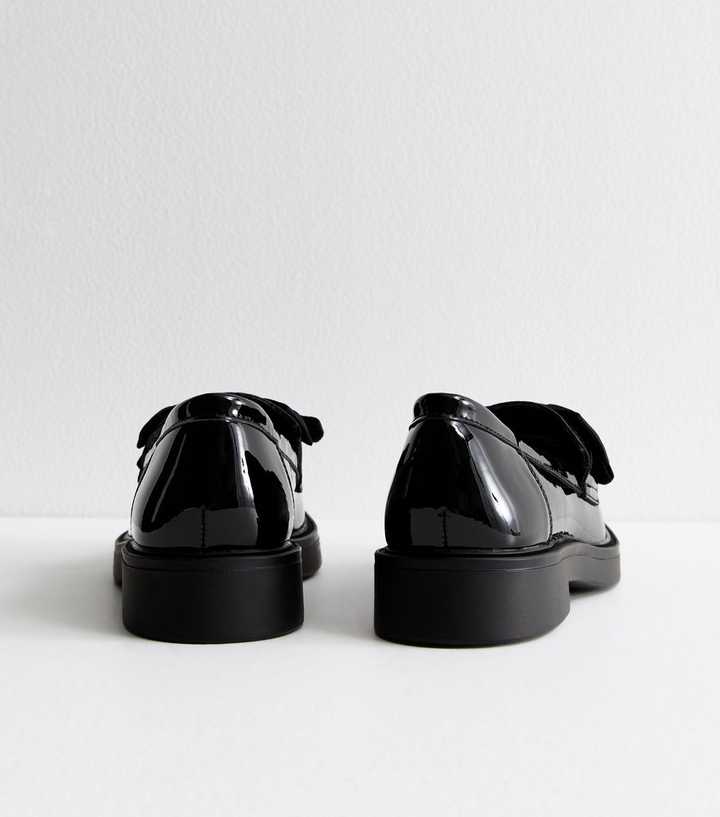 Black Patent Bow Detail Loafers